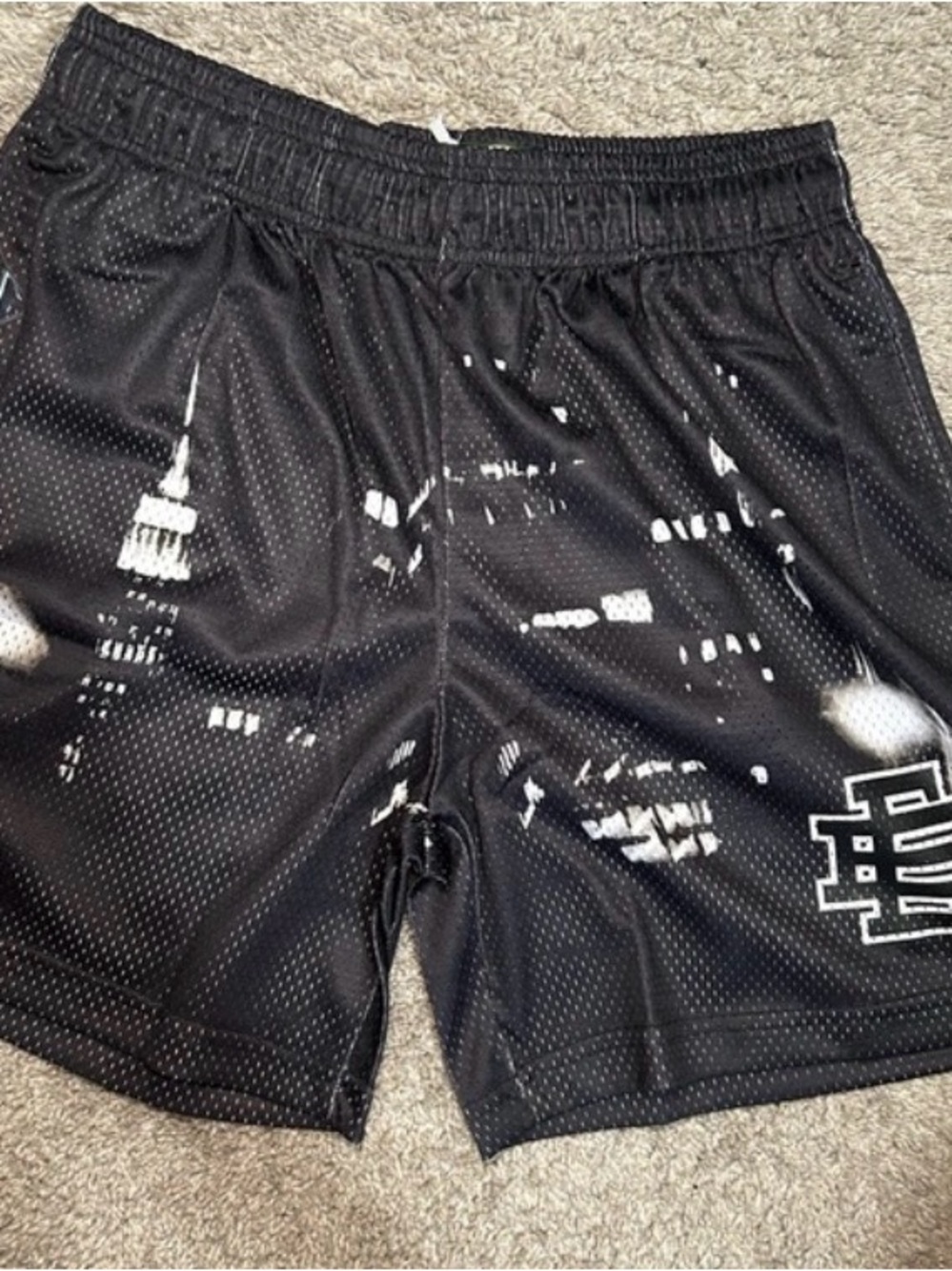 Eric Emanuel Black Mesh Graphic Men’s Shorts